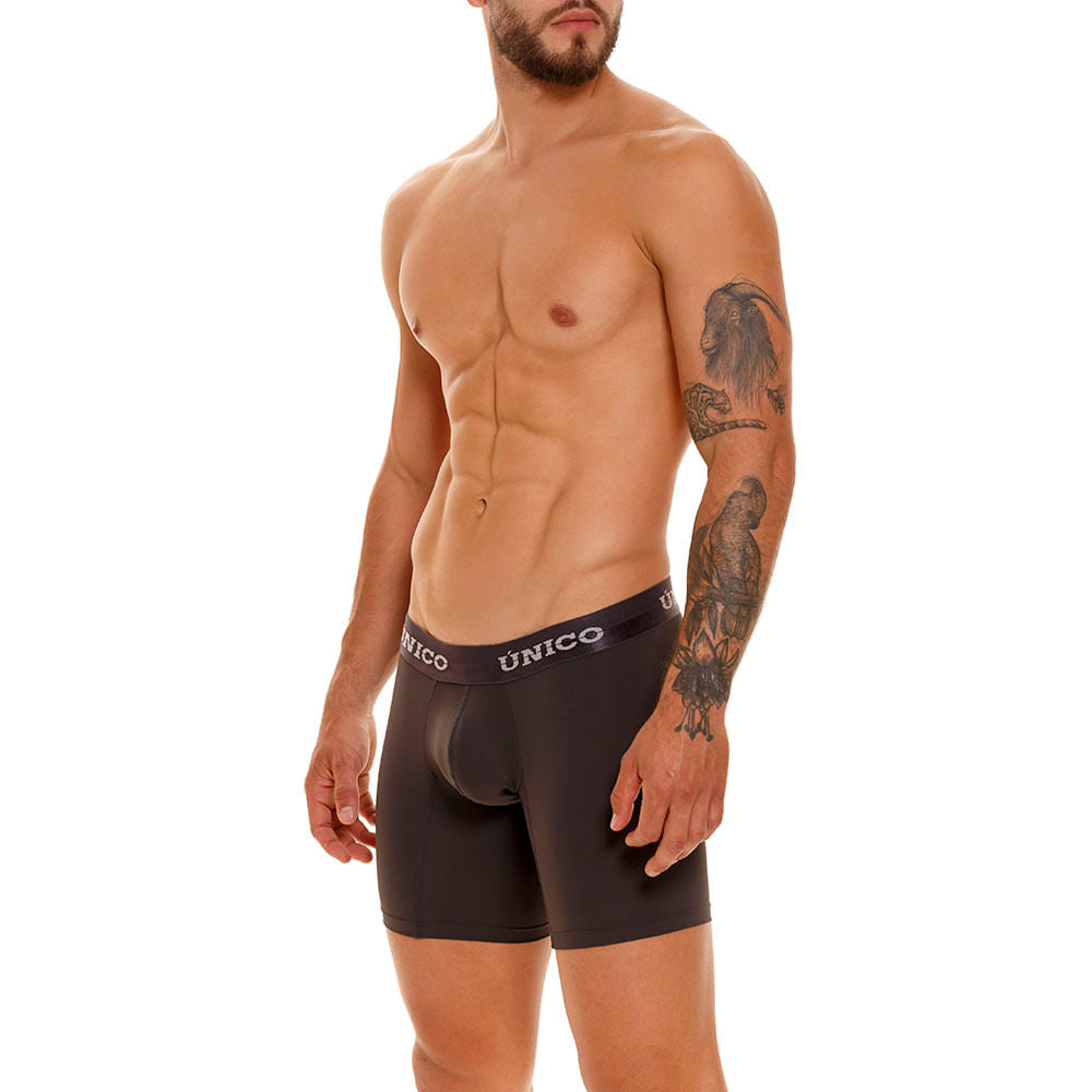 Mundo Unico Men’s Boxer Medio Mongoy M23 Gris - Mid-Length Microfiber Boxer Briefs with Support Pouch