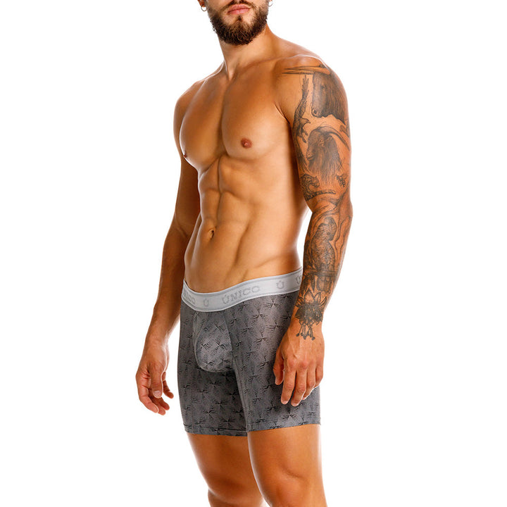 MUNDO ÚNICO Grey Chisell Jacquard Short Boxer Briefs (BOXER MEDIO CHISELL GRIS)