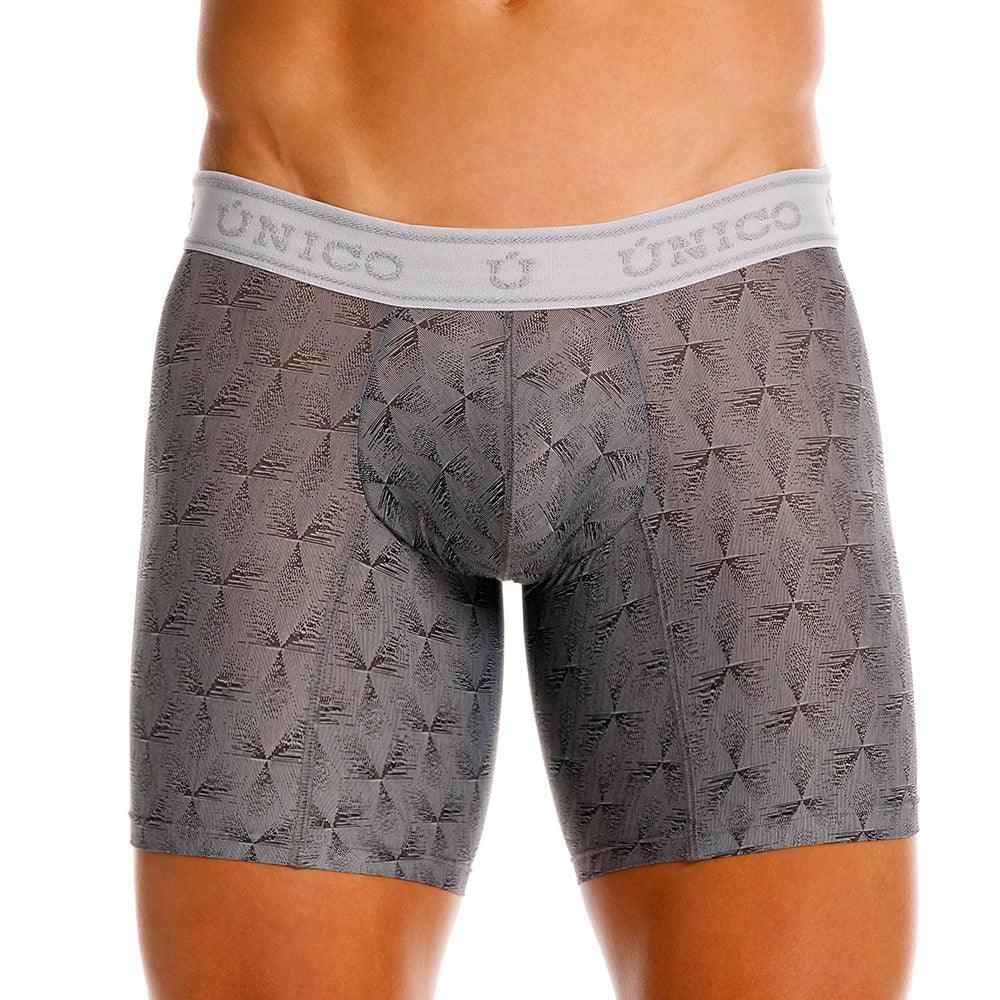 MUNDO ÚNICO Grey Chisell Jacquard Short Boxer Briefs (BOXER MEDIO CHISELL GRIS)