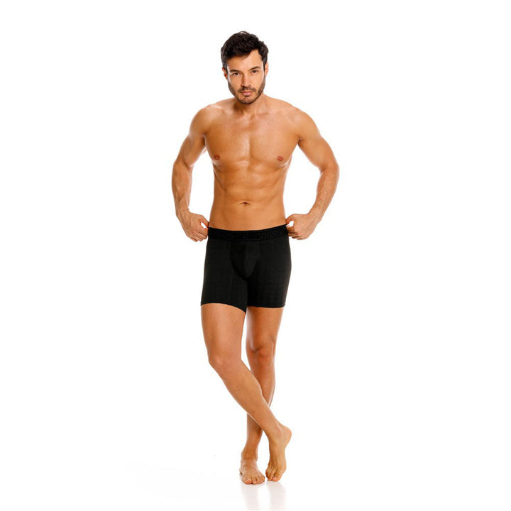 Unico Mustank Men's Mid-Length Boxer Brief - Black Jacquard Microfiber