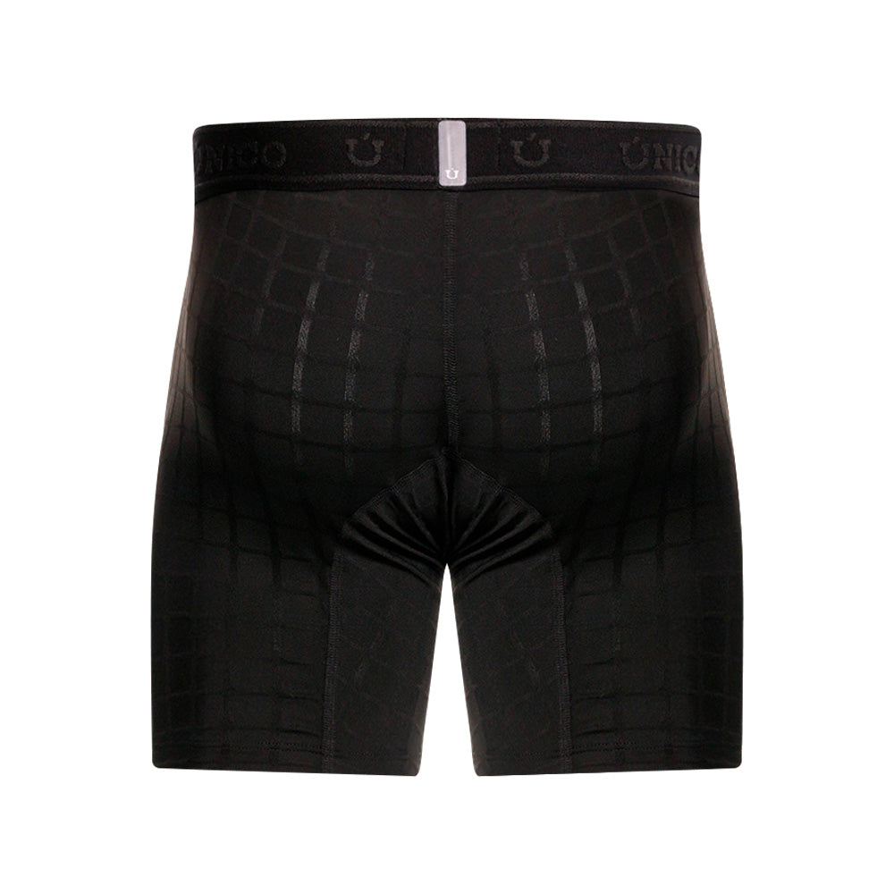 Unico Mustank Men's Mid-Length Boxer Brief - Black Jacquard Microfiber