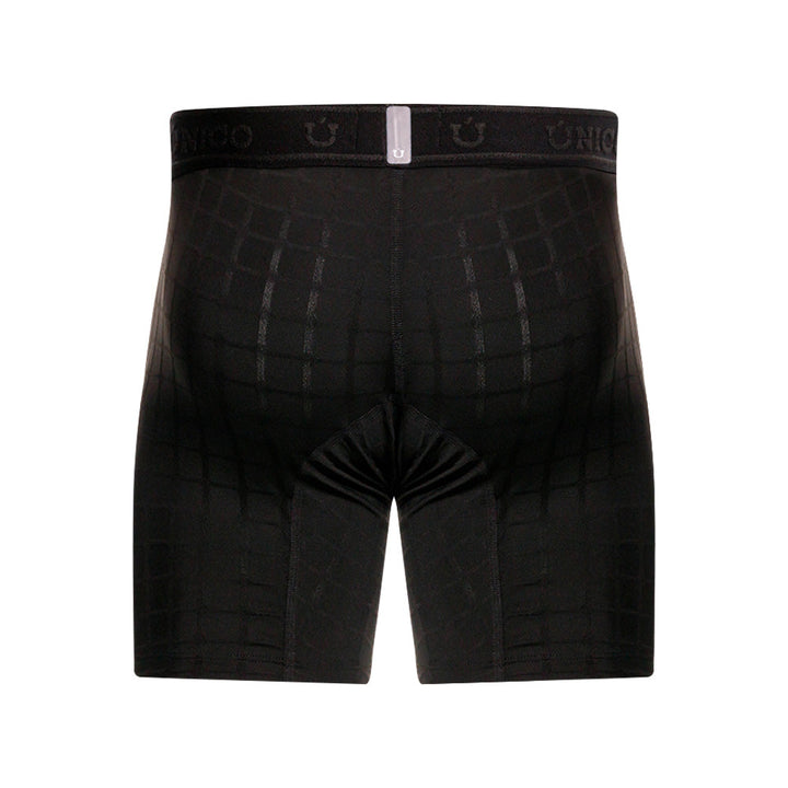 Unico Mustank Men's Mid-Length Boxer Brief - Black Jacquard Microfiber
