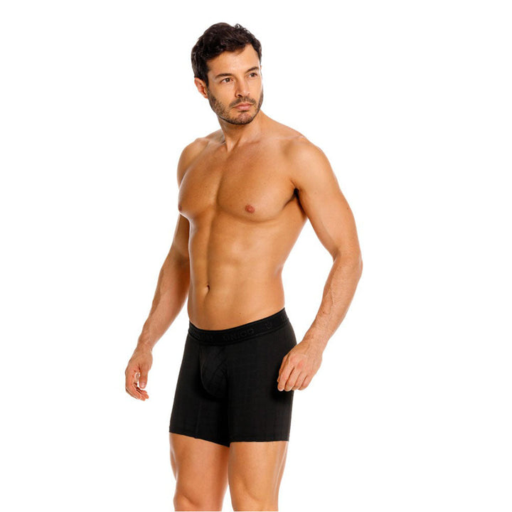 Unico Mustank Men's Mid-Length Boxer Brief - Black Jacquard Microfiber