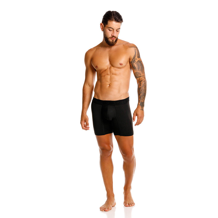 MUNDO ÚNICO "Skarlet" Black Jacquard Mid Boxer Briefs (BOXER MEDIO SKARLET NEGRO)