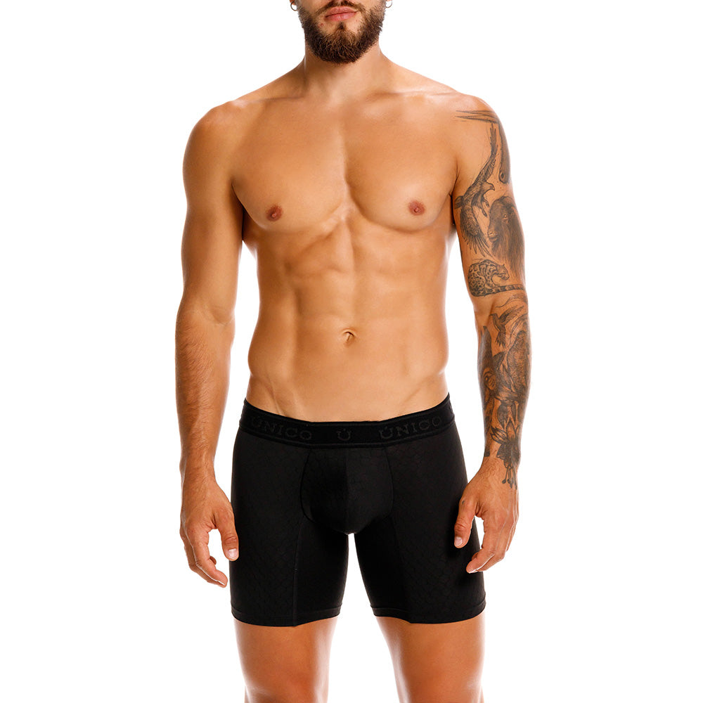 MUNDO ÚNICO "Skarlet" Black Jacquard Mid Boxer Briefs (BOXER MEDIO SKARLET NEGRO)