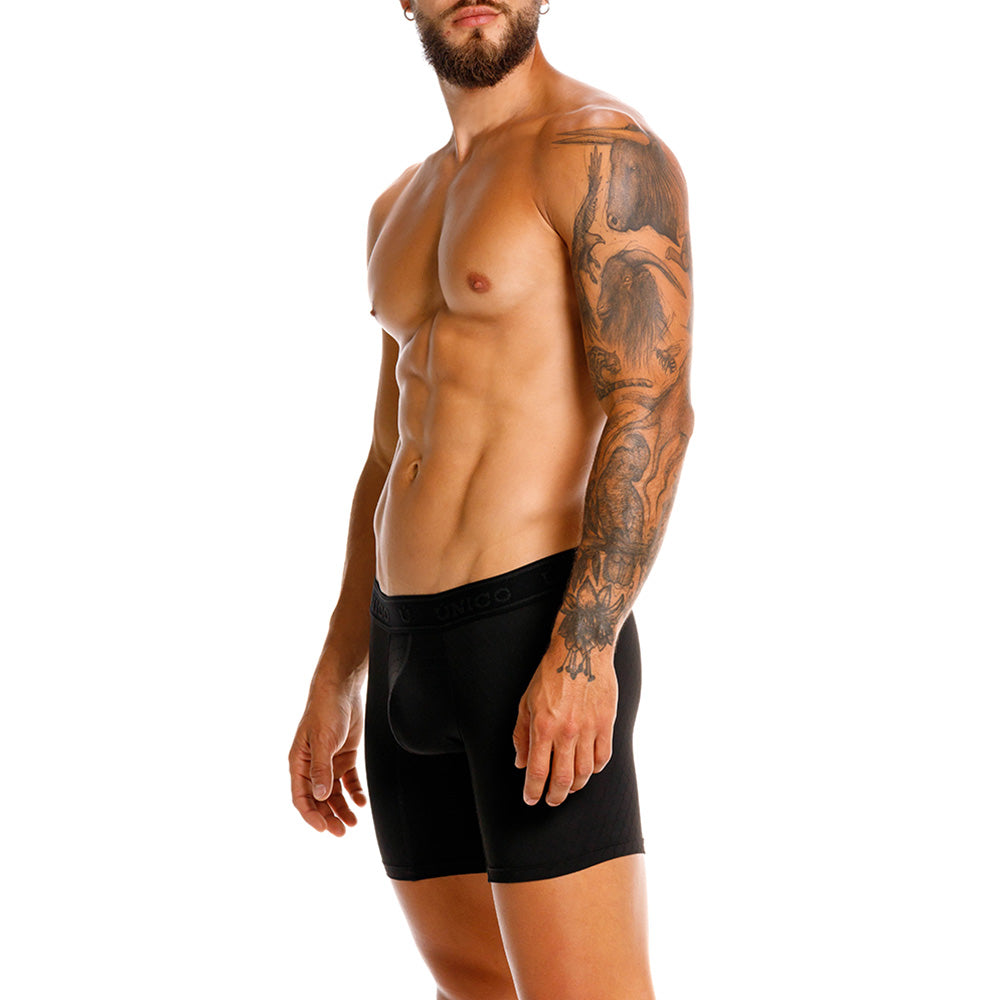 MUNDO ÚNICO "Skarlet" Black Jacquard Mid Boxer Briefs (BOXER MEDIO SKARLET NEGRO)