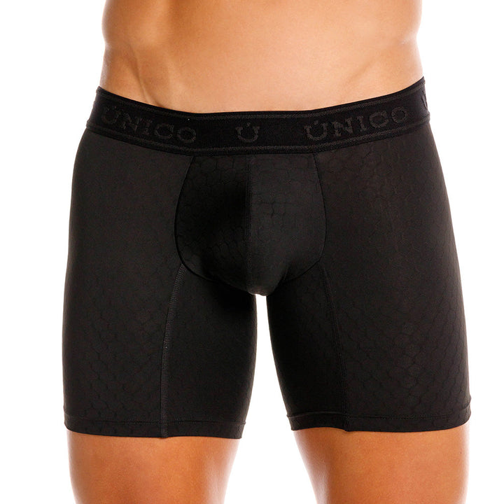 MUNDO ÚNICO "Skarlet" Black Jacquard Mid Boxer Briefs (BOXER MEDIO SKARLET NEGRO)
