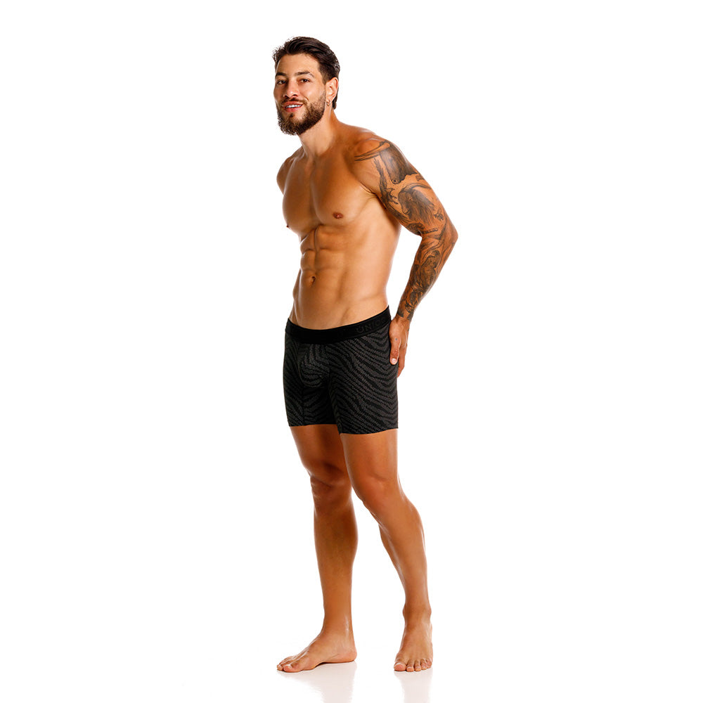 Mundo Único Black Zelmur Mid-Rise Boxer Briefs | Jacquard Microfiber & Urologist-Approved Pouch