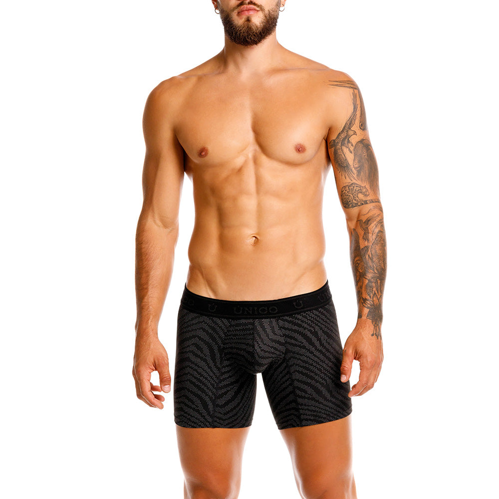 Mundo Único Black Zelmur Mid-Rise Boxer Briefs | Jacquard Microfiber & Urologist-Approved Pouch