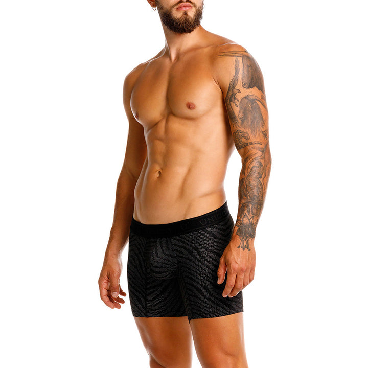 Mundo Único Black Zelmur Mid-Rise Boxer Briefs | Jacquard Microfiber & Urologist-Approved Pouch