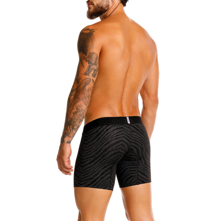 Mundo Único Black Zelmur Mid-Rise Boxer Briefs | Jacquard Microfiber & Urologist-Approved Pouch