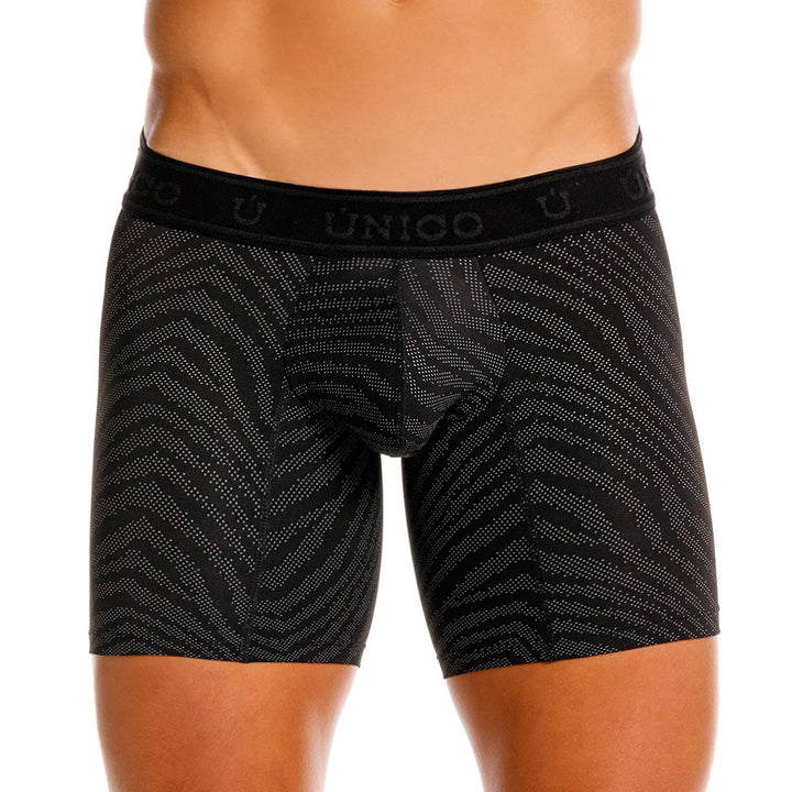 Mundo Único Black Zelmur Mid-Rise Boxer Briefs | Jacquard Microfiber & Urologist-Approved Pouch
