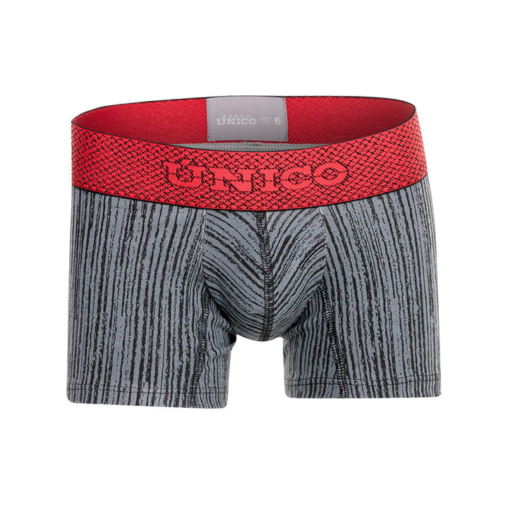 Mundo Unico Boys' Carboncillo Junior Boxer Briefs - Black & Grey Stripe Cotton with Red Elastic