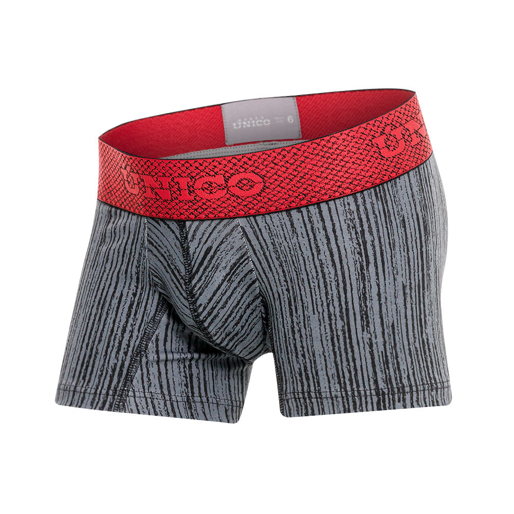 Mundo Unico Boys' Carboncillo Junior Boxer Briefs - Black & Grey Stripe Cotton with Red Elastic