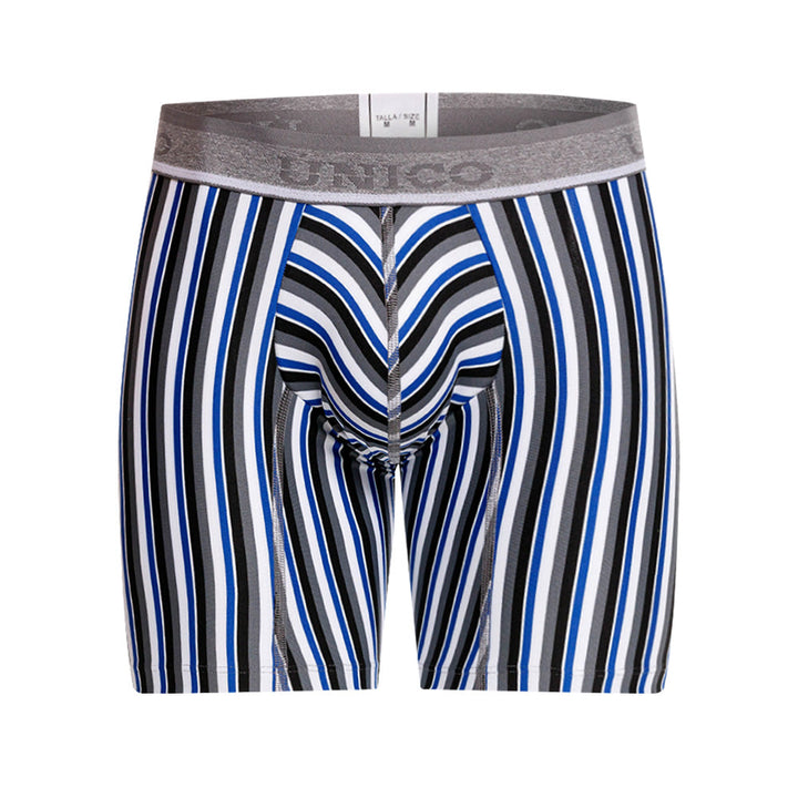 Mundo Unico Men's Mid-Length Boxer Briefs - Acantiforme Gris Striped Microfiber