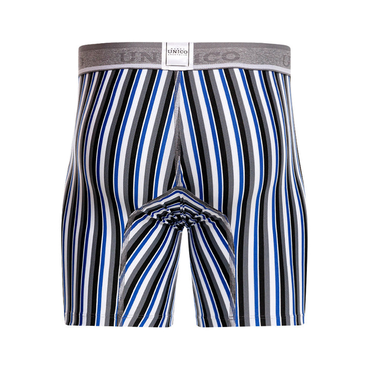 Mundo Unico Men's Mid-Length Boxer Briefs - Acantiforme Gris Striped Microfiber