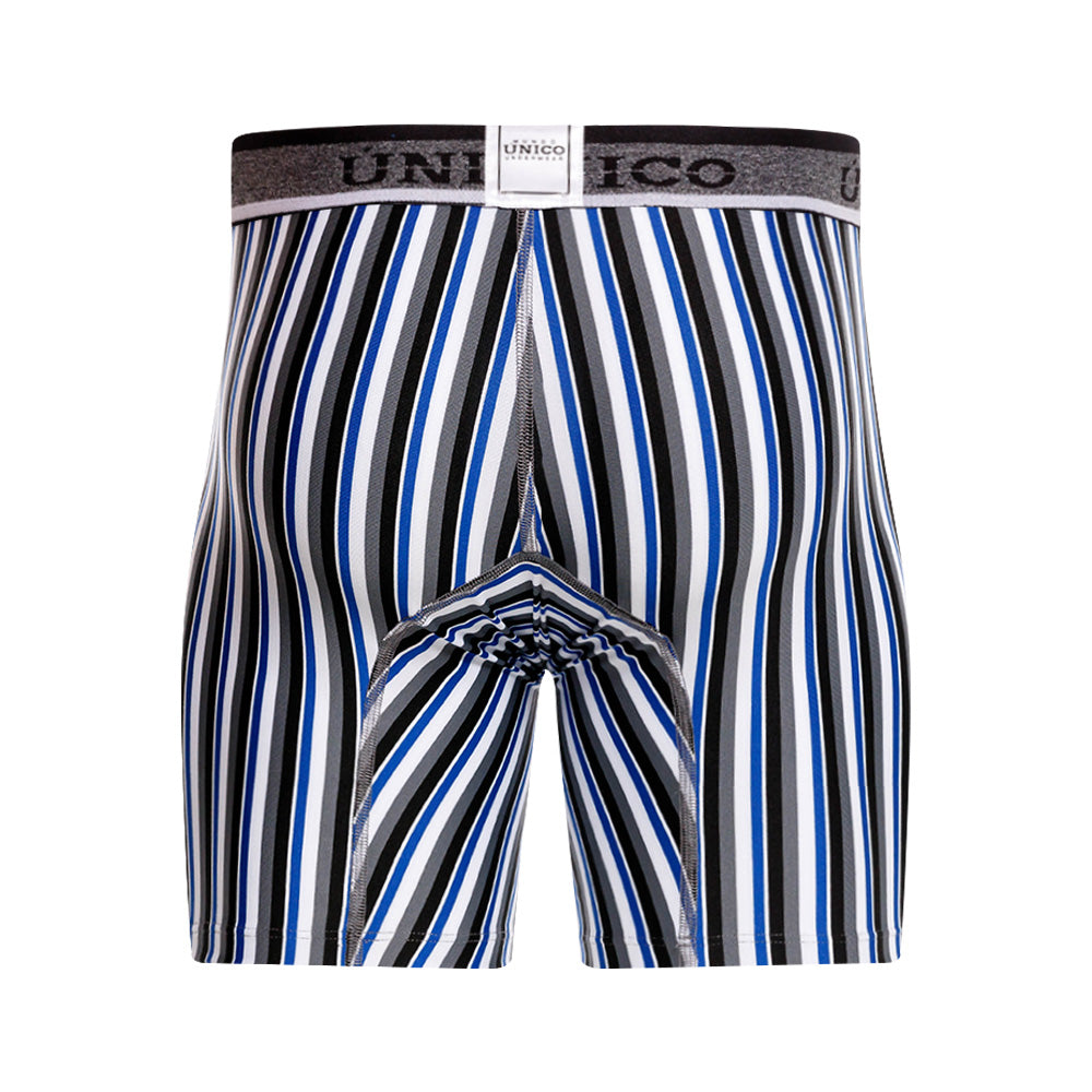 Mundo Unico Men's Bilbao Grey Striped Mid-Length Boxer Briefs