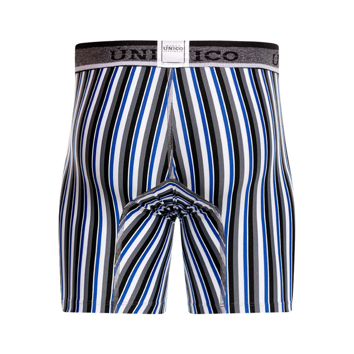 Mundo Unico Men's Bilbao Grey Striped Mid-Length Boxer Briefs