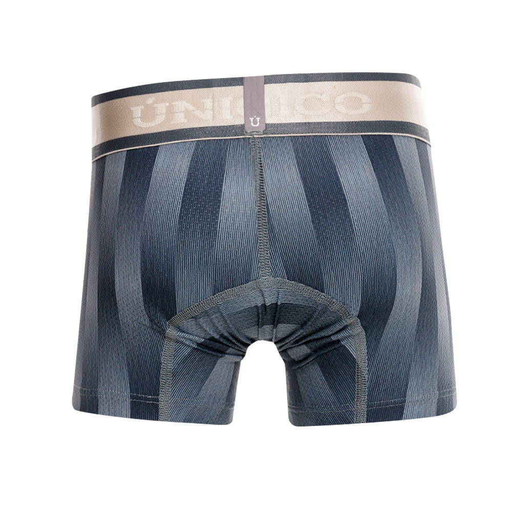 Mundo Unico Boy's Ejes Gris Mid-Length Boxers - Striped Microfiber Kids' Underwear