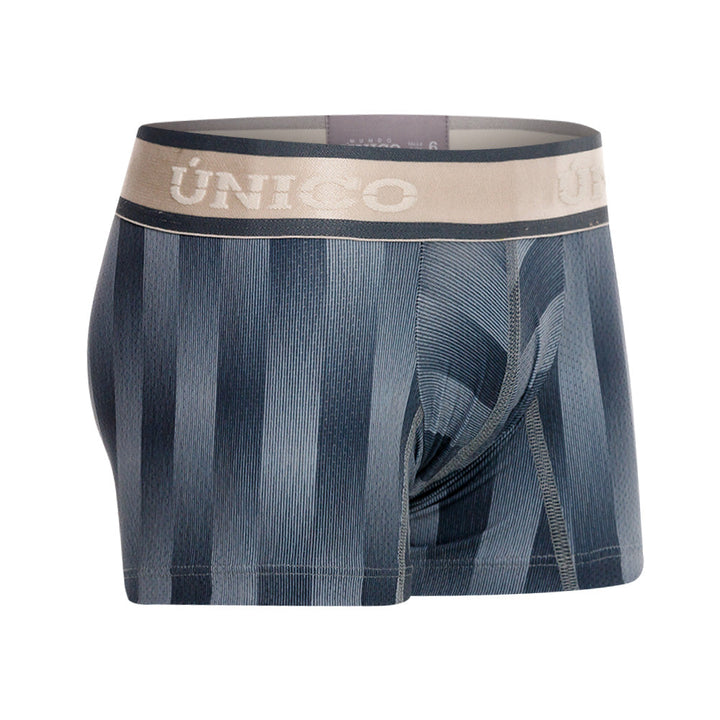 Mundo Unico Boy's Ejes Gris Mid-Length Boxers - Striped Microfiber Kids' Underwear