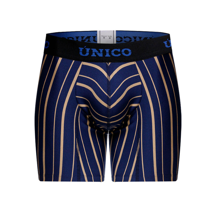Mundo Unico Formosa Azul Mid-Length Boxer Briefs – Breathable Blue Striped Microfiber Men's Underwear with Ergonomic Pouch