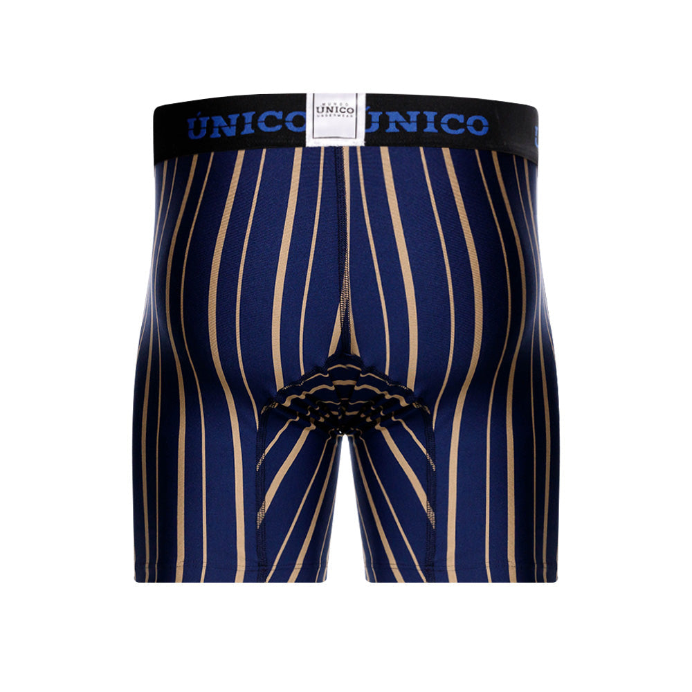 Mundo Unico Formosa Azul Mid-Length Boxer Briefs – Breathable Blue Striped Microfiber Men's Underwear with Ergonomic Pouch