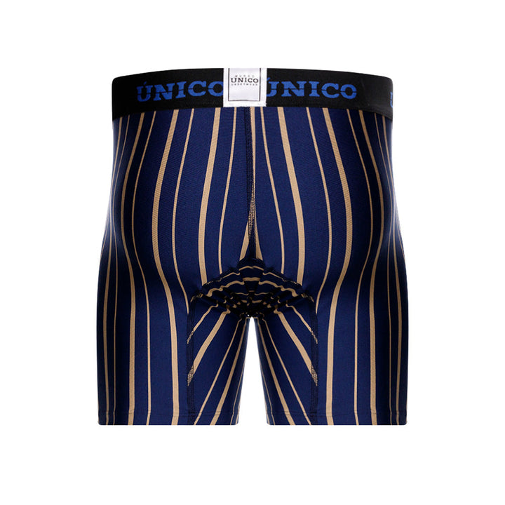 Mundo Unico Formosa Azul Mid-Length Boxer Briefs – Breathable Blue Striped Microfiber Men's Underwear with Ergonomic Pouch