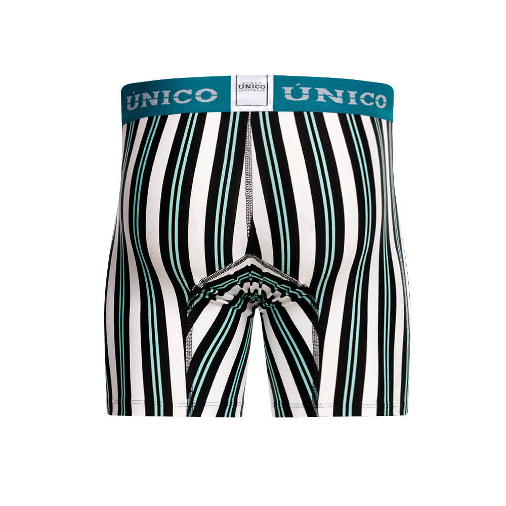 Unico Olabarría Men's Mid-Leg Boxer Brief - White Striped Microfibre