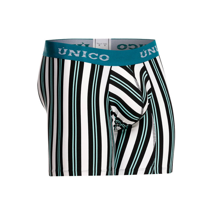 Unico Olabarría Men's Mid-Leg Boxer Brief - White Striped Microfibre