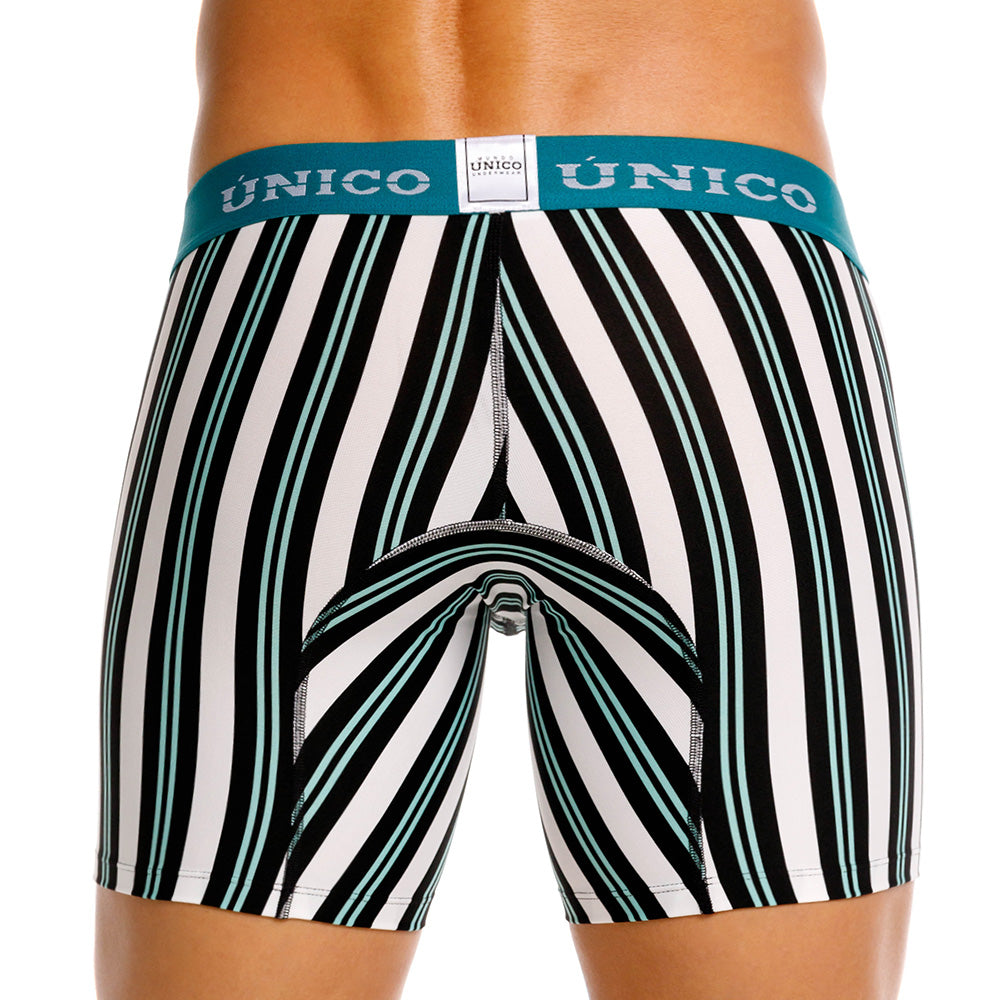 Unico Olabarría Men's Mid-Leg Boxer Brief - White Striped Microfibre