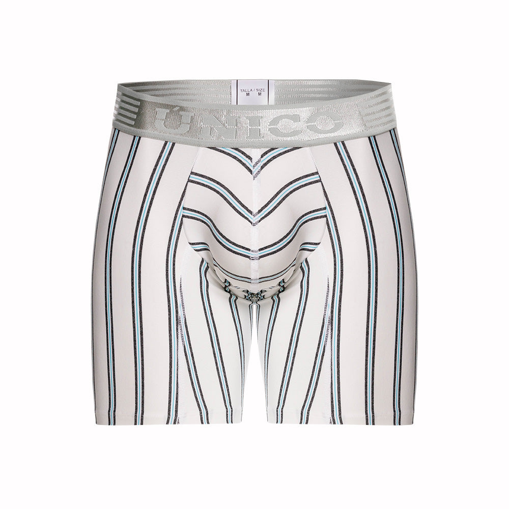 Mundo Unico Men's Mid-Length Boxer Briefs - Ordino Striped Cotton Blend