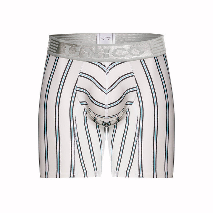 Mundo Unico Men's Mid-Length Boxer Briefs - Ordino Striped Cotton Blend
