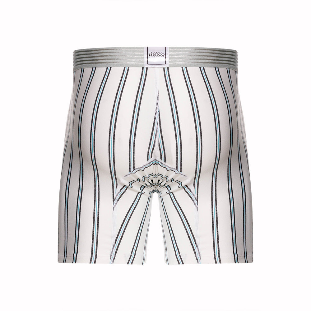 Mundo Unico Men's Mid-Length Boxer Briefs - Ordino Striped Cotton Blend
