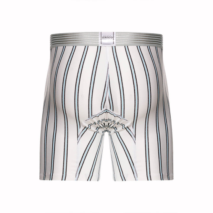 Mundo Unico Men's Mid-Length Boxer Briefs - Ordino Striped Cotton Blend