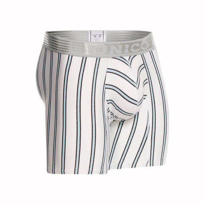 Mundo Unico Men's Mid-Length Boxer Briefs - Ordino Striped Cotton Blend