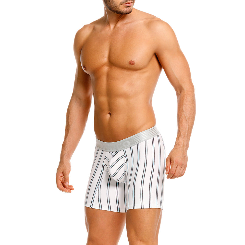 Mundo Unico Men's Mid-Length Boxer Briefs - Ordino Striped Cotton Blend