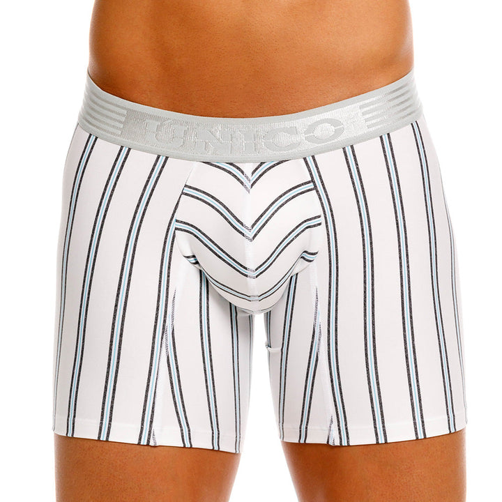 Mundo Unico Men's Mid-Length Boxer Briefs - Ordino Striped Cotton Blend