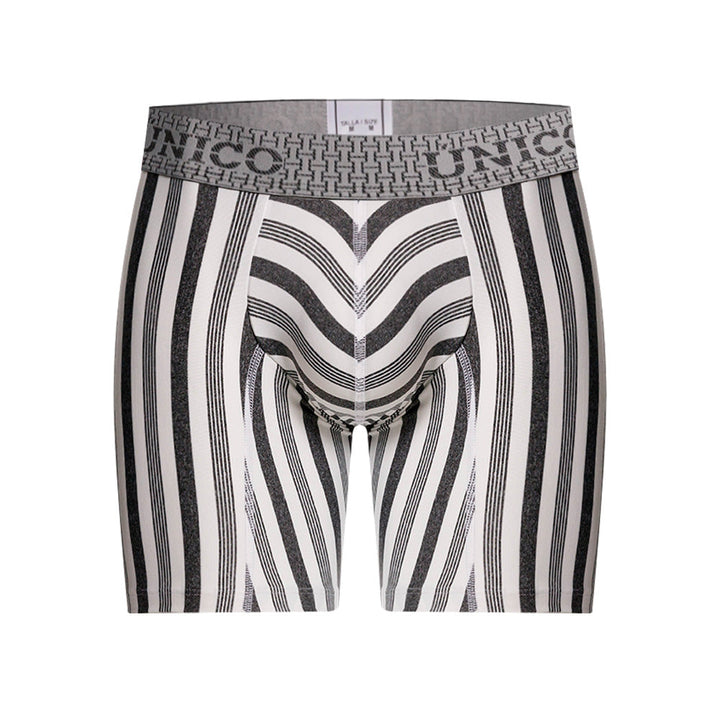 Mundo Unico Men's Mid-Length Boxer Briefs - Piura Grey Striped Microfiber