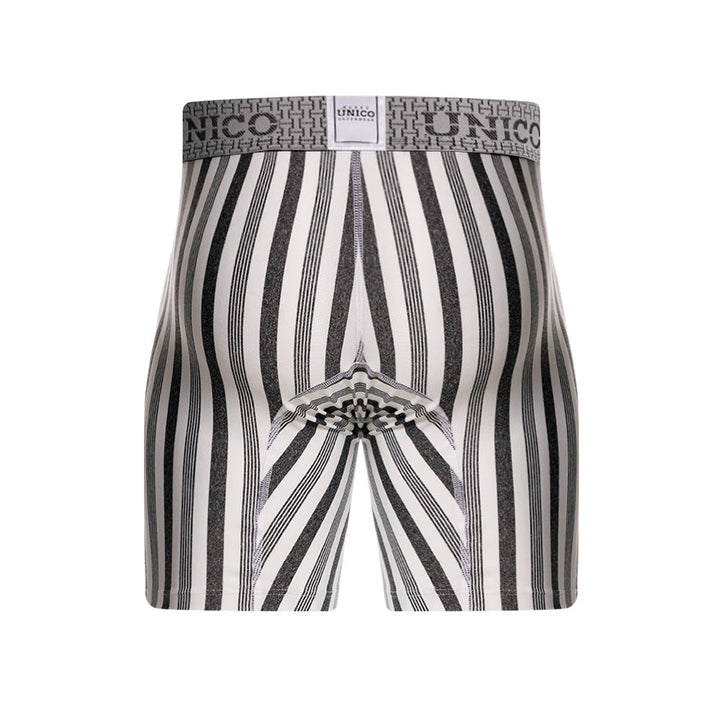 Mundo Unico Men's Mid-Length Boxer Briefs - Piura Grey Striped Microfiber