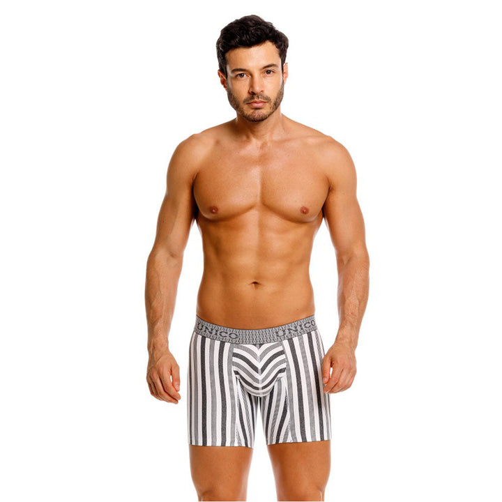Mundo Unico Men's Mid-Length Boxer Briefs - Piura Grey Striped Microfiber