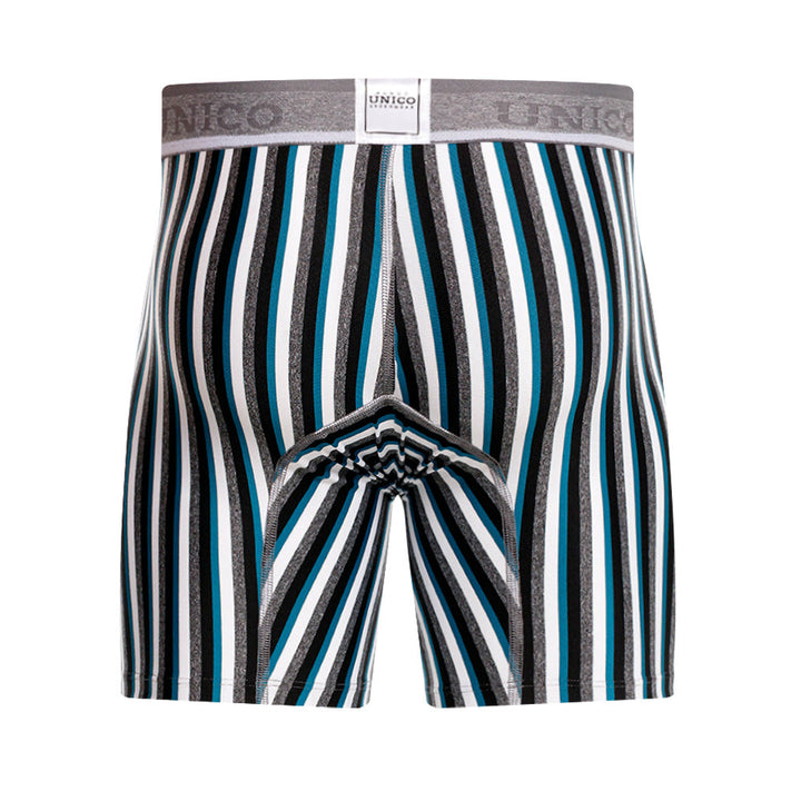 Mundo Unico Men's Mid-Length Boxer Briefs - Utrecht Verde Striped Microfiber