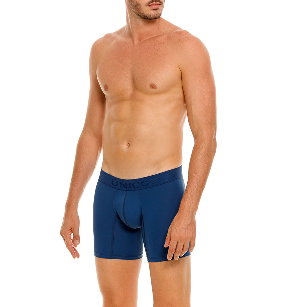 Mundo Unico Men's Mid-Length Boxer Briefs - Arabigo Blue Microfiber