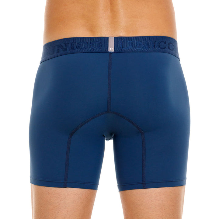 Mundo Unico Men's Mid-Length Boxer Briefs - Arabigo Blue Microfiber