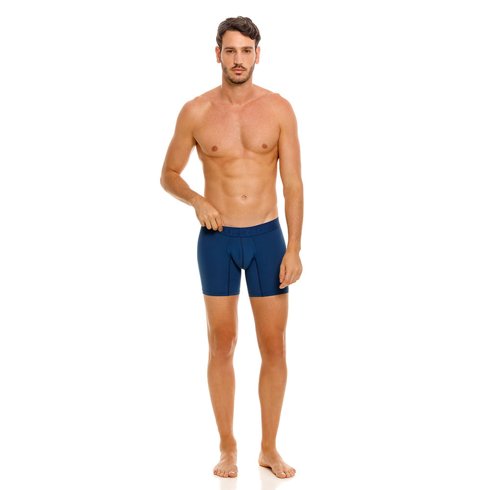 Mundo Unico Men's Mid-Length Boxer Briefs - Arabigo Blue Microfiber
