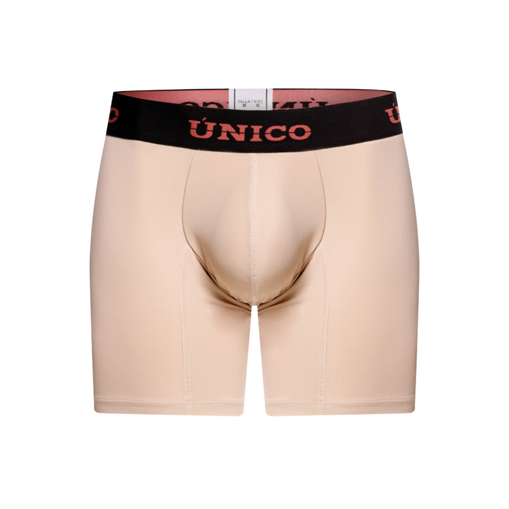 Mundo Unico Arrayan Men's Mid-Length Boxer Briefs – Beige Microfiber Underwear with Pouch Support