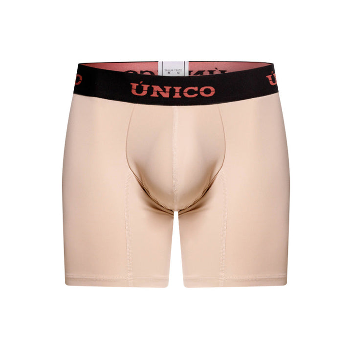 Mundo Unico Arrayan Men's Mid-Length Boxer Briefs – Beige Microfiber Underwear with Pouch Support