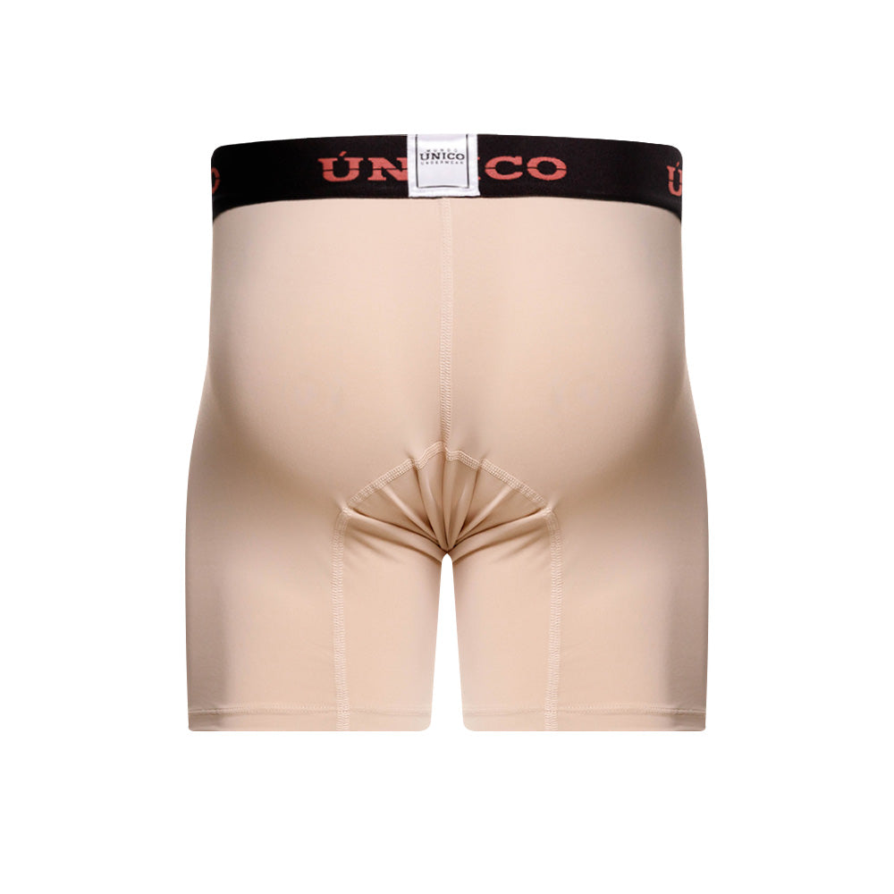 Mundo Unico Arrayan Men's Mid-Length Boxer Briefs – Beige Microfiber Underwear with Pouch Support