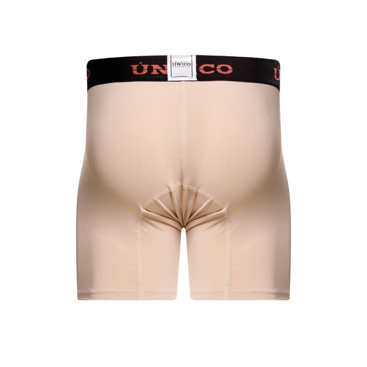 Mundo Unico Arrayan Men's Mid-Length Boxer Briefs – Beige Microfiber Underwear with Pouch Support