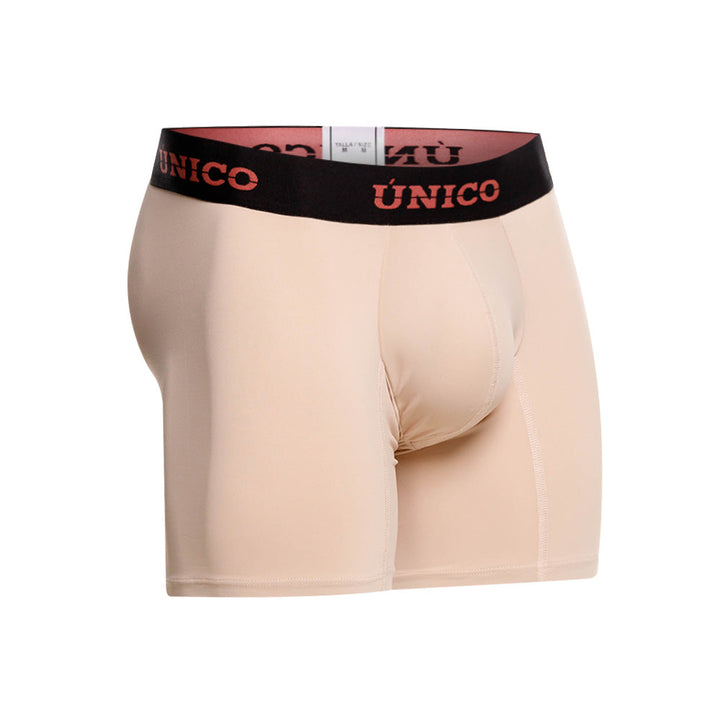 Mundo Unico Arrayan Men's Mid-Length Boxer Briefs – Beige Microfiber Underwear with Pouch Support
