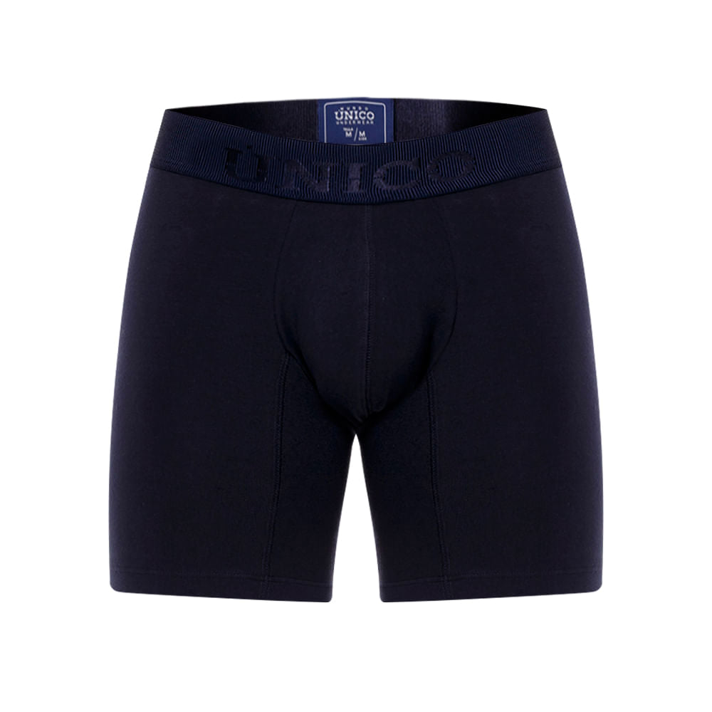 Mundo Unico Men's Ébano A23 Mid-Length Boxer Briefs - Solid Navy Blue Cotton Underwear